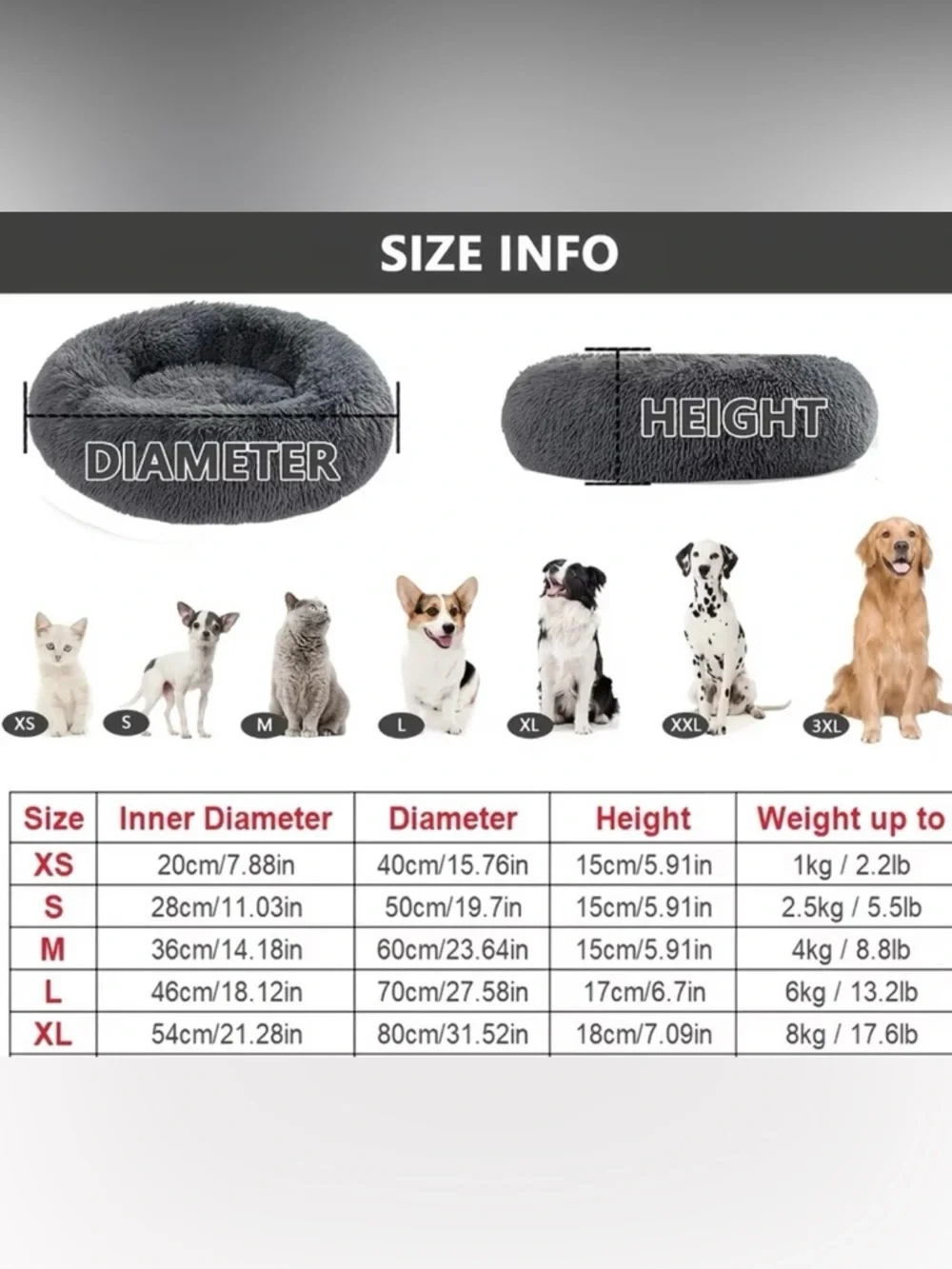 Medium Plush Donut Dog Or Cat Bed - Gray